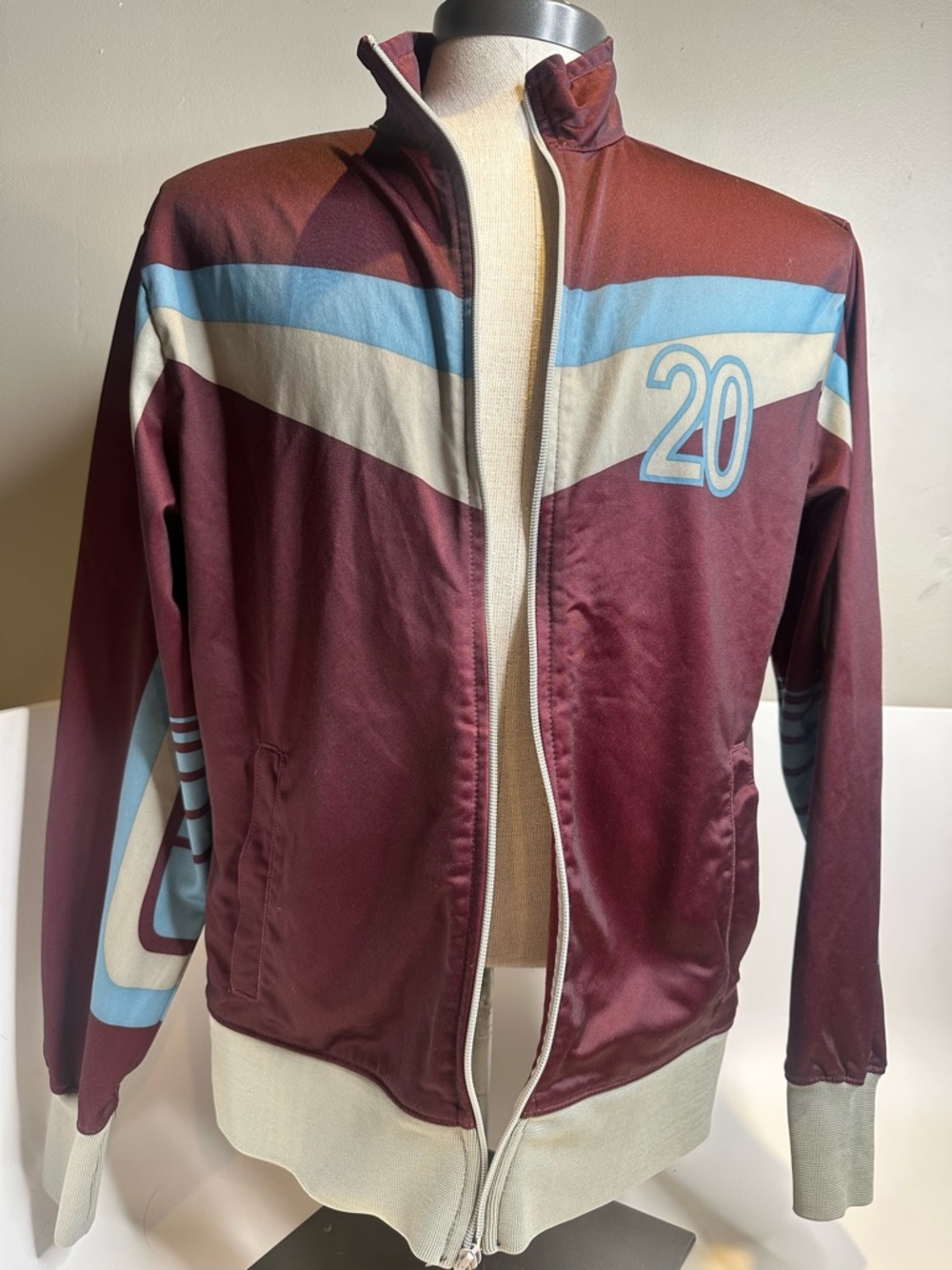 GAP Burgundy Track Jacket with Blue and Cream Accents